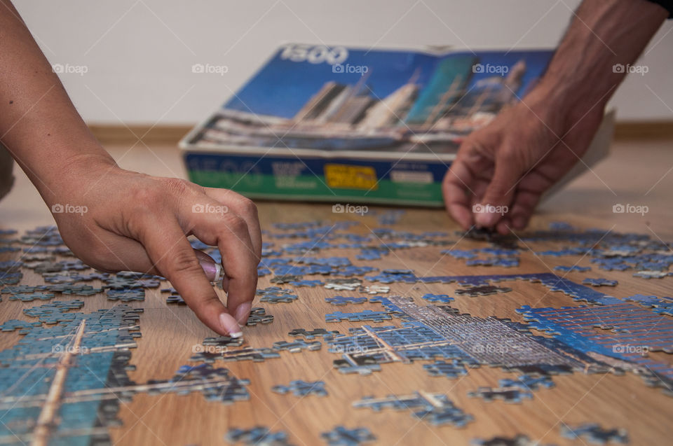 Working together on a puzzle