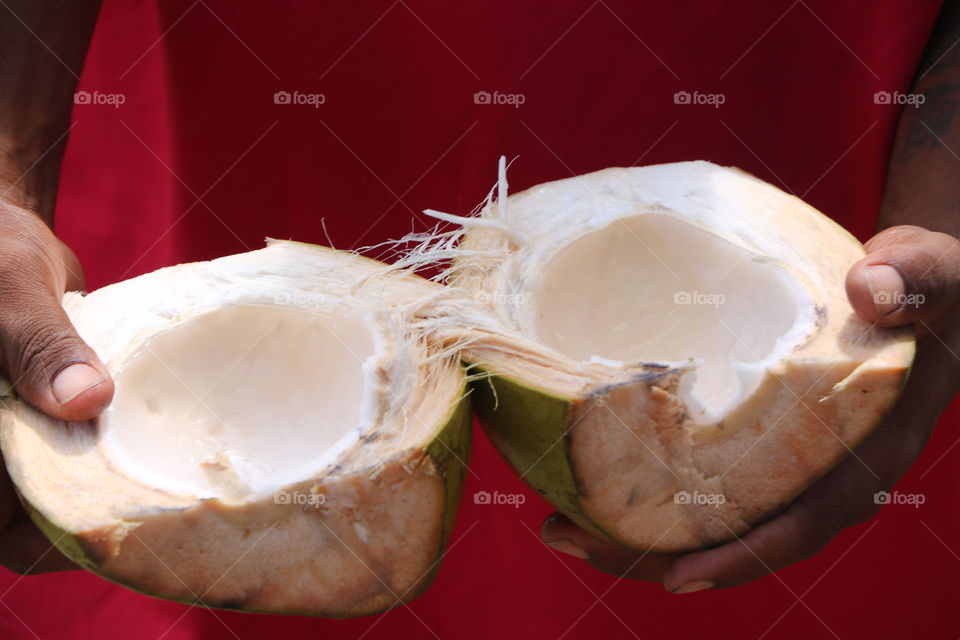 Freshly cut coconut, jus already drunken 