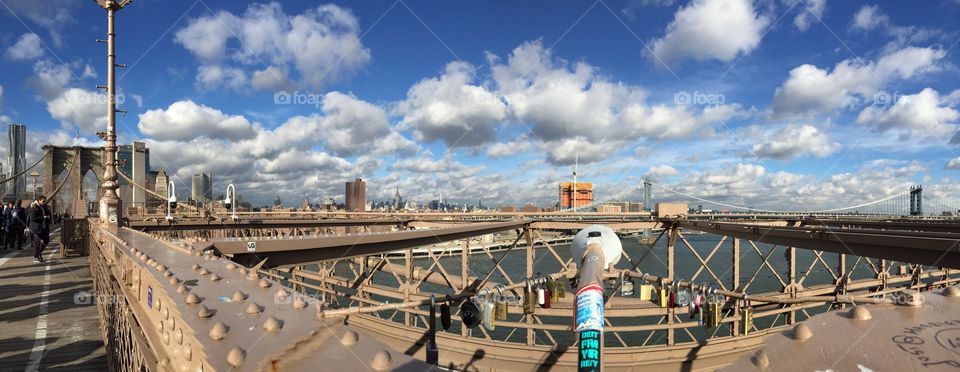 Brooklyn Bridge - NY Cumulus clouds. 