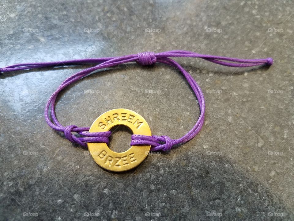purple, bracelet, Word, shreem brzee