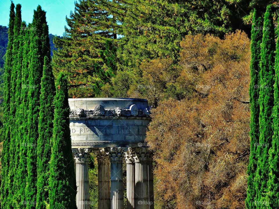 Classical Greek temple architecture with columns