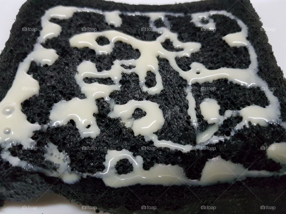 Black bread with white Condensed milk Abstract Art