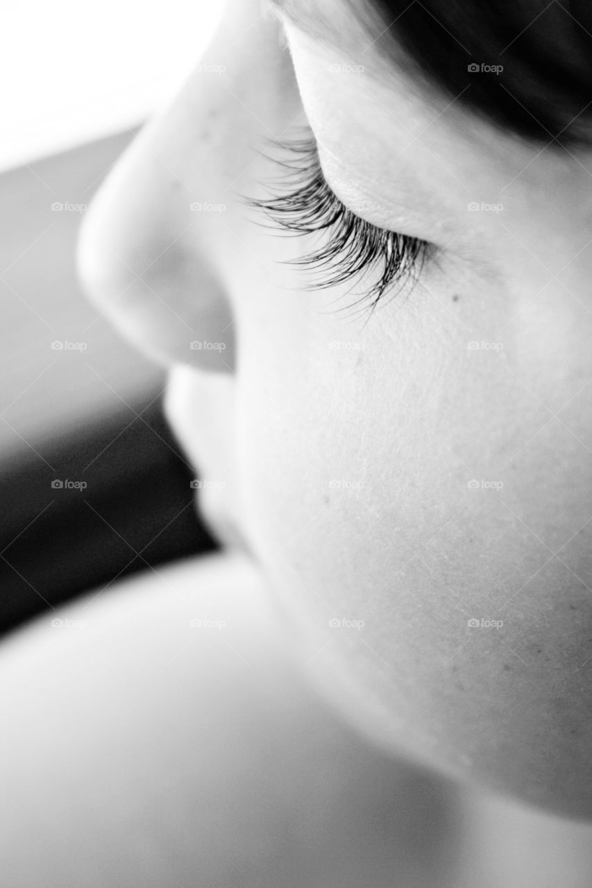 Black and white long eye lashes