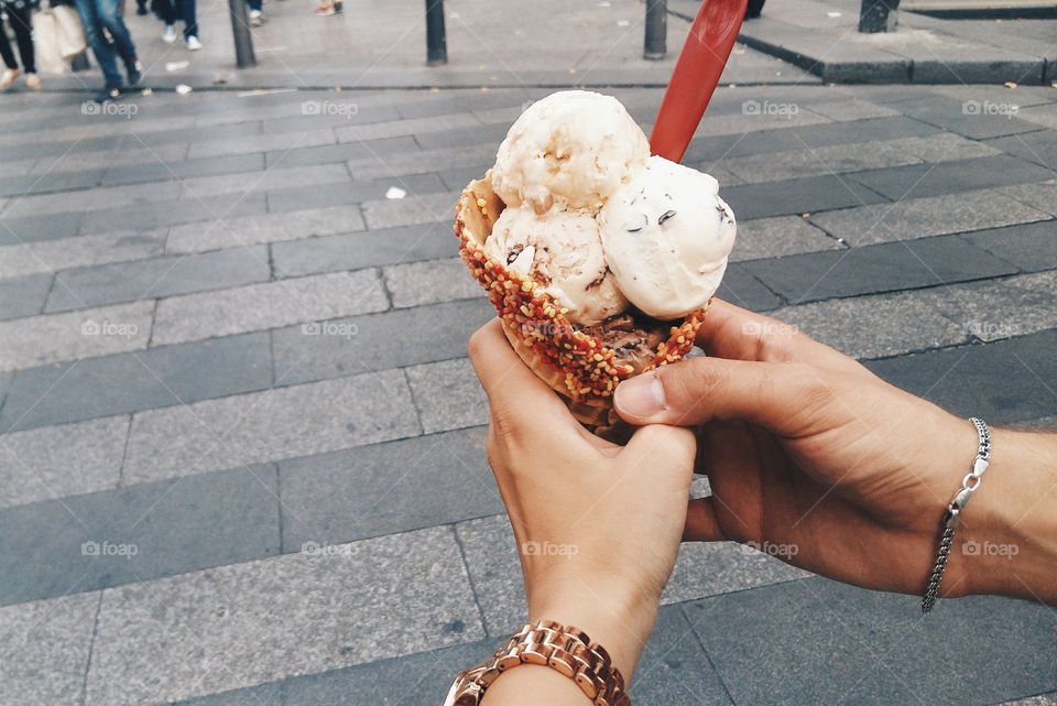 ice cream in hands