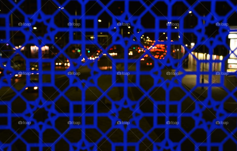 City night life. alone traveling. blue lights. empty roads. spotlight, roadside, road light, walking alone. traffic signal, traffic lights, blur