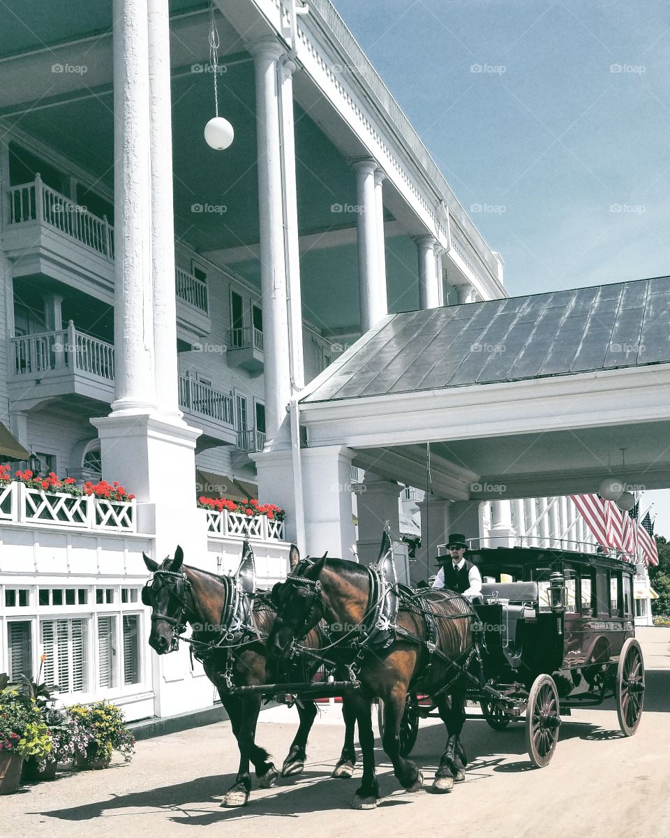 Horse drawn carriage on Mackinac Island