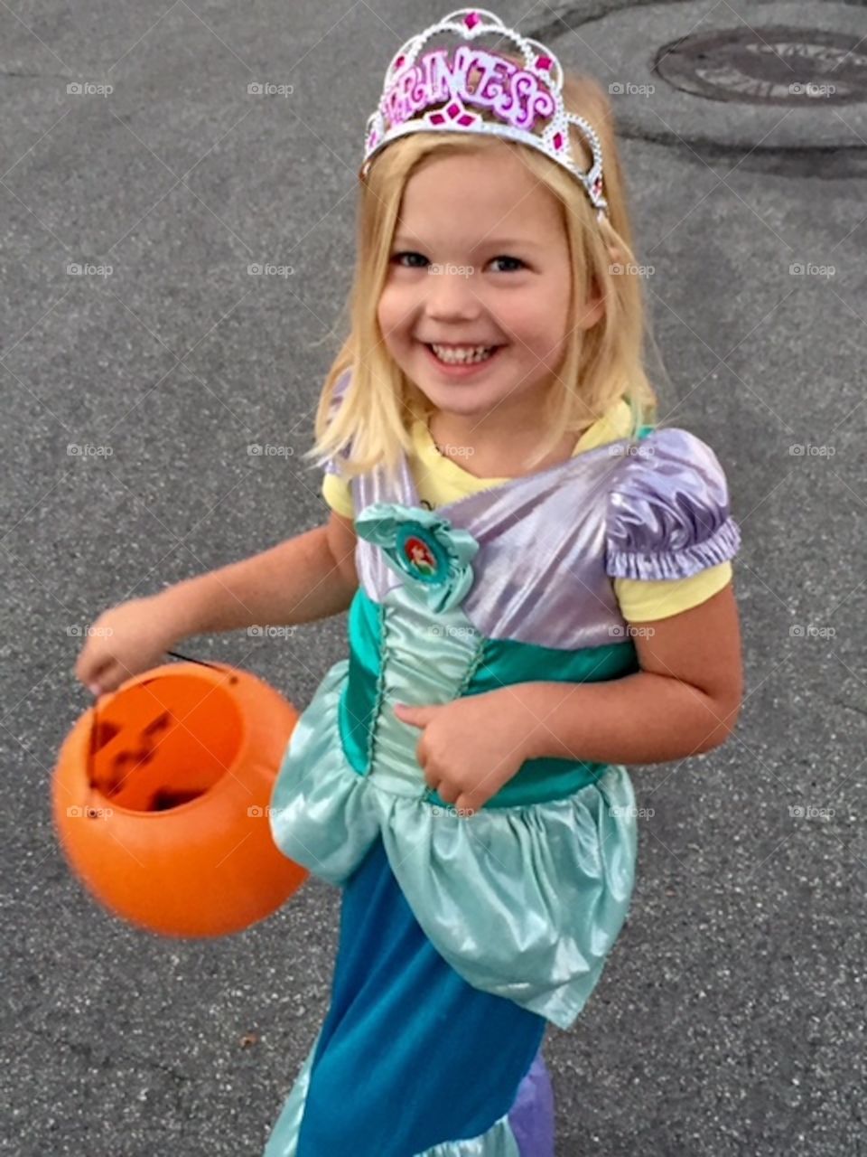 Lynden in a mermaid princess Halloween costume