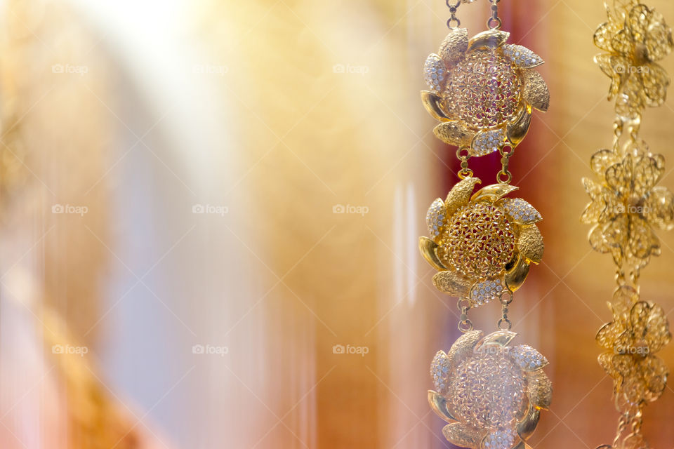 Golden jewelry at the market