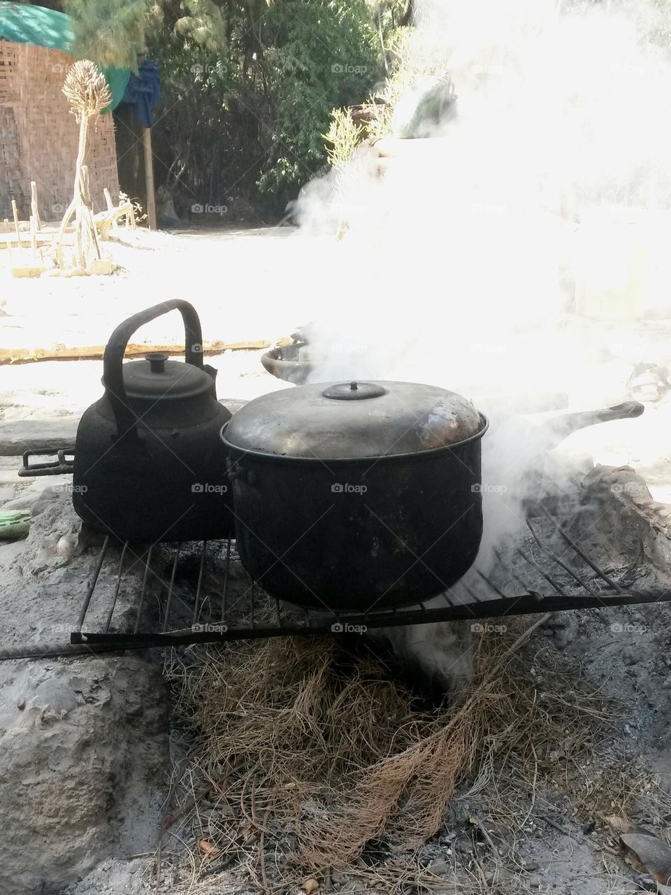 cooking over fire