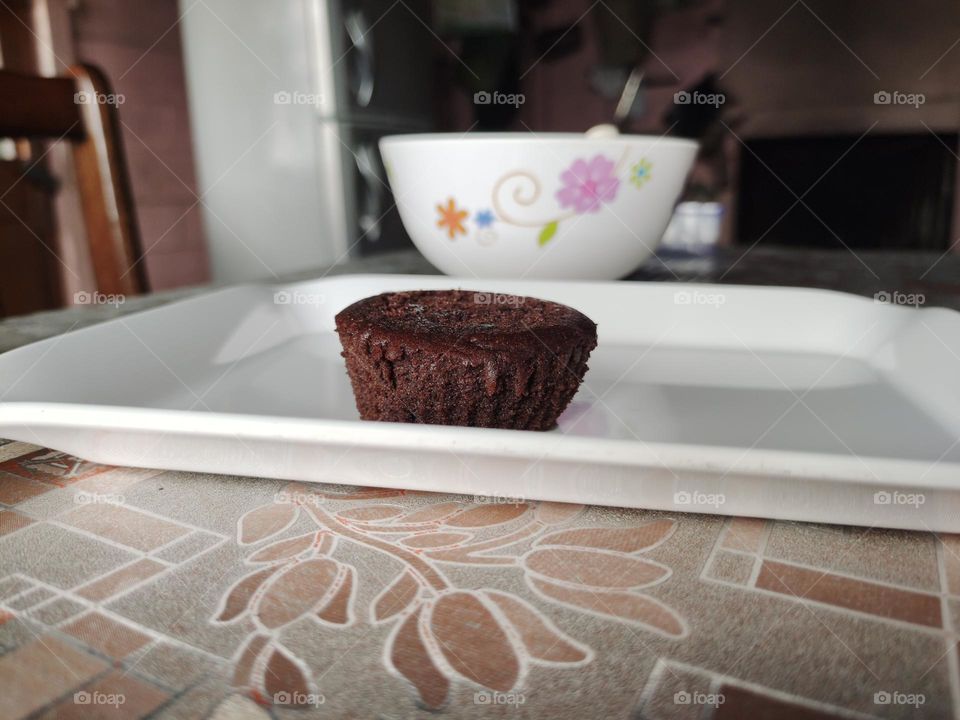 Chocolate cupcake ready to be savoured