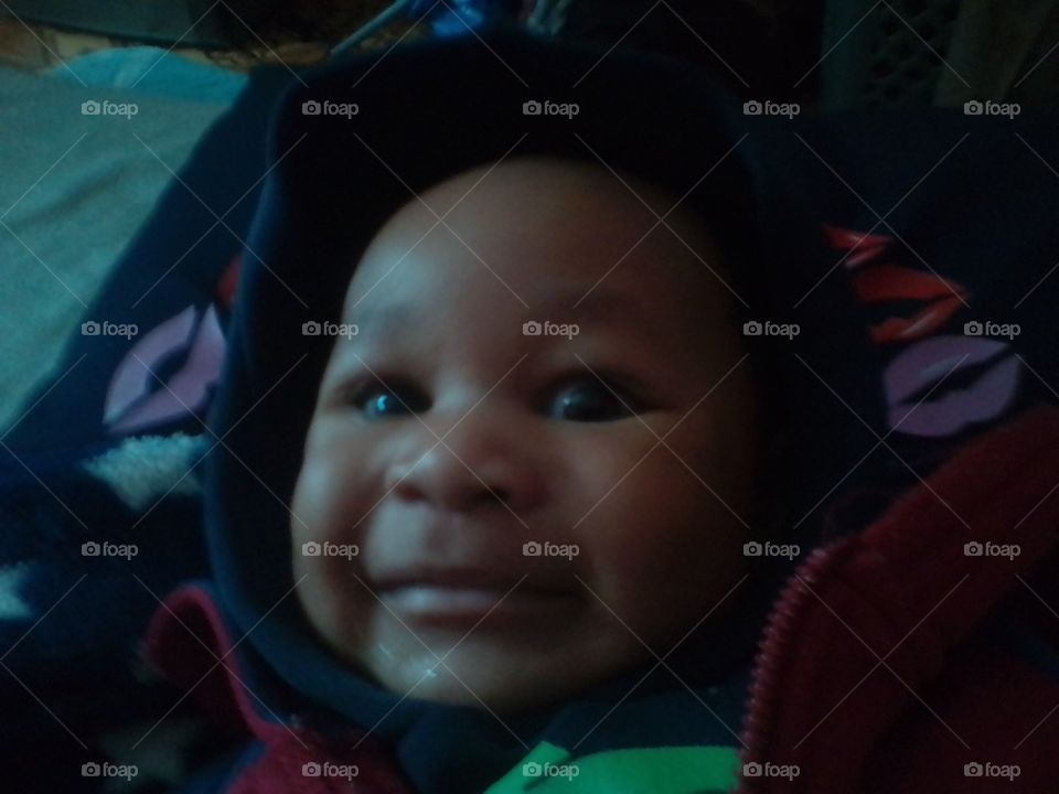 baby T showing me his cute smile