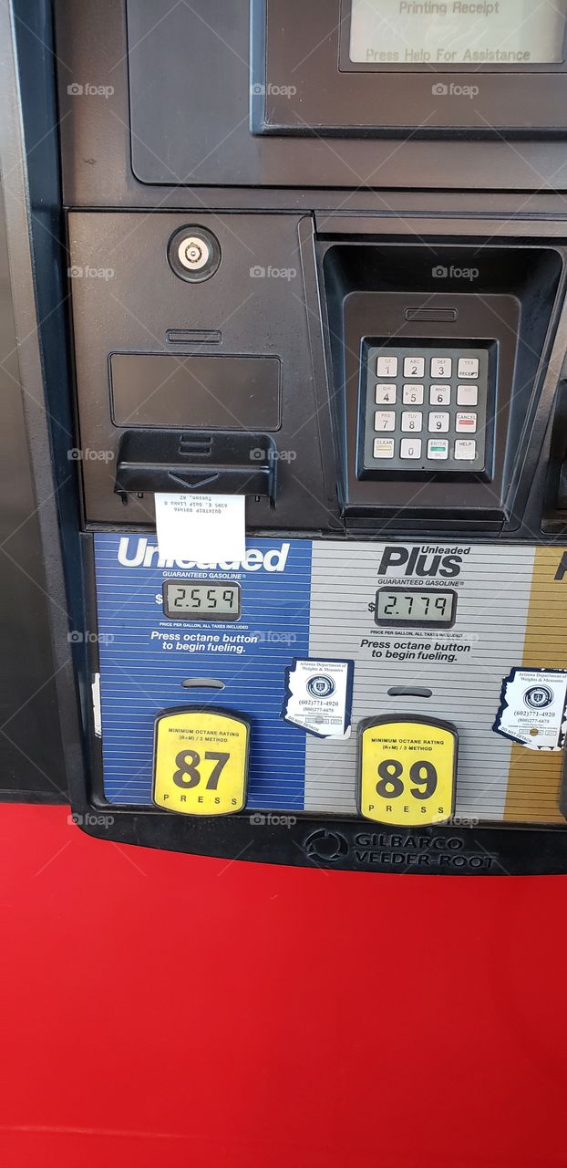 receipt for the fill up