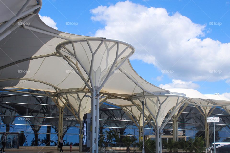 The unusual architecture of the Split airport building.  Croatia