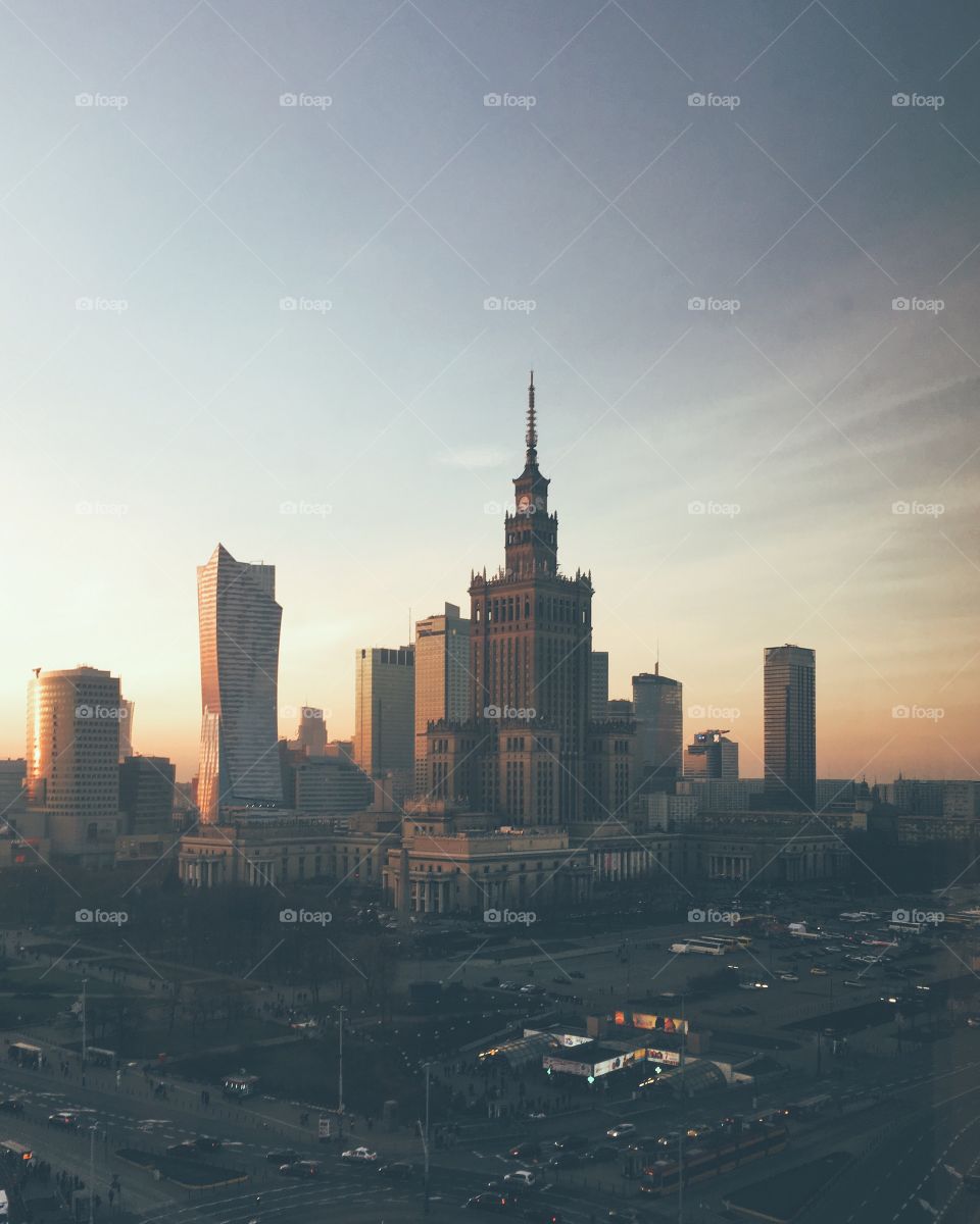 Romantic Warsaw sunset
