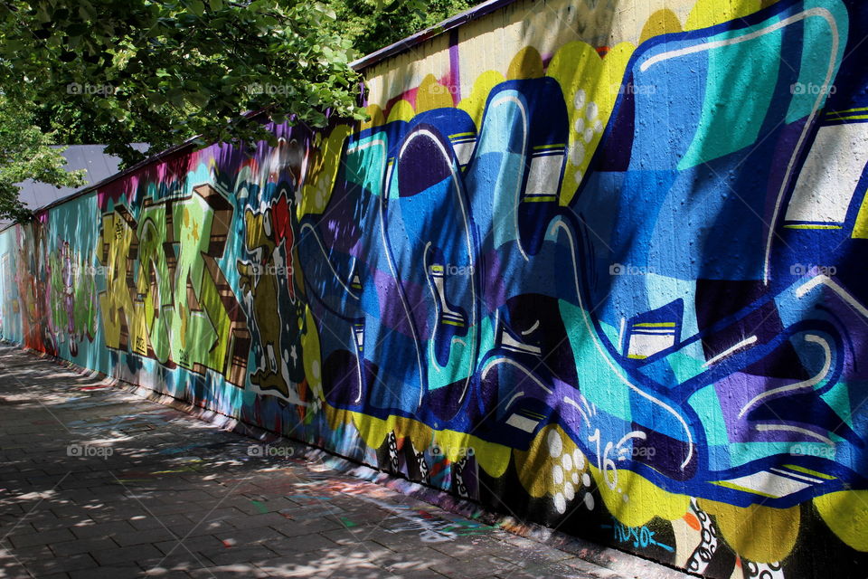 Colourful graffiti wall, Malmö, Sweden.