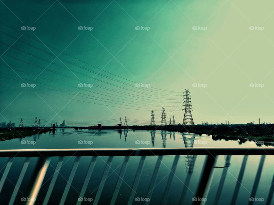 Seeing double - Reflection of Electricity pole