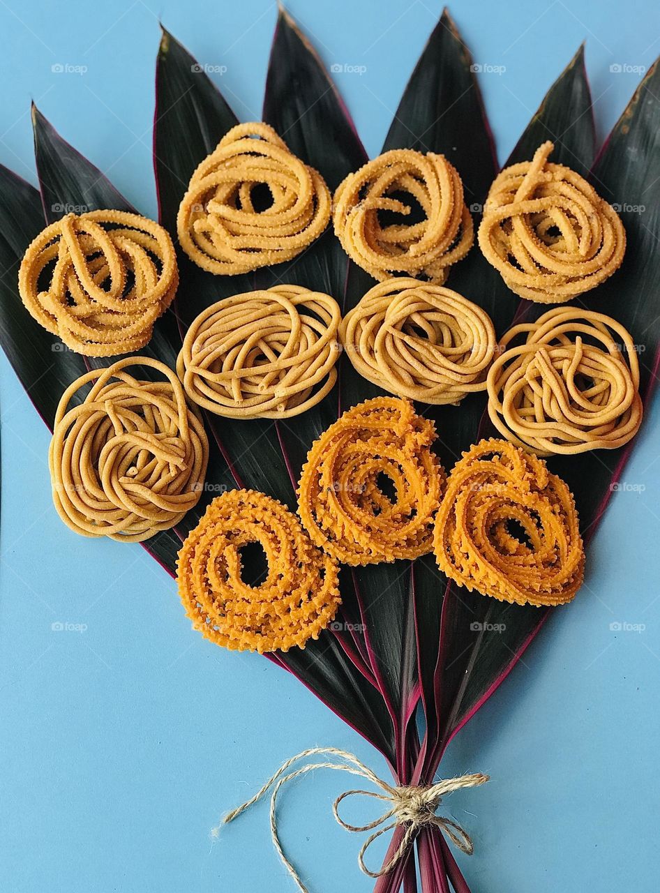 Spiral shaped Indian made food