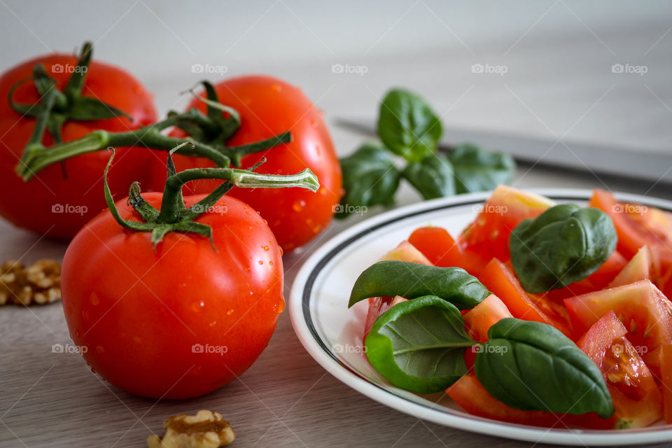 Tomatoes and basil