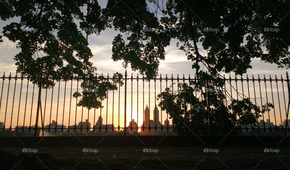 View of sunsets and railings