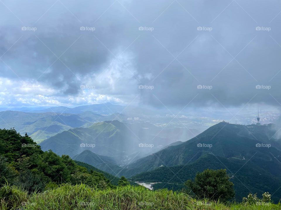 surrounded by clouds