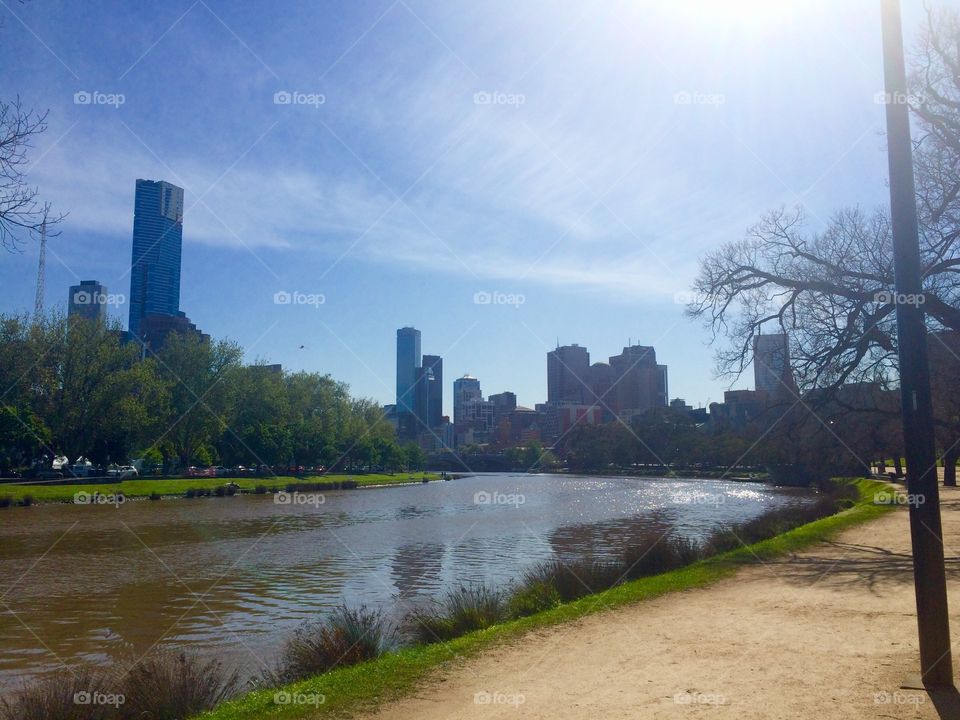 Melbourne Skyline through Yarra River