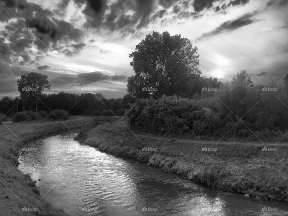 Black and white riverscape 