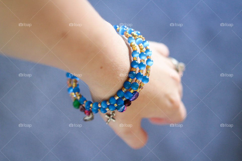 Bright beautiful blues beads handmade in a wrap fashion.