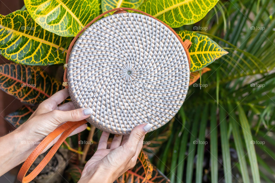 Tropical rattan bag. Handmade.