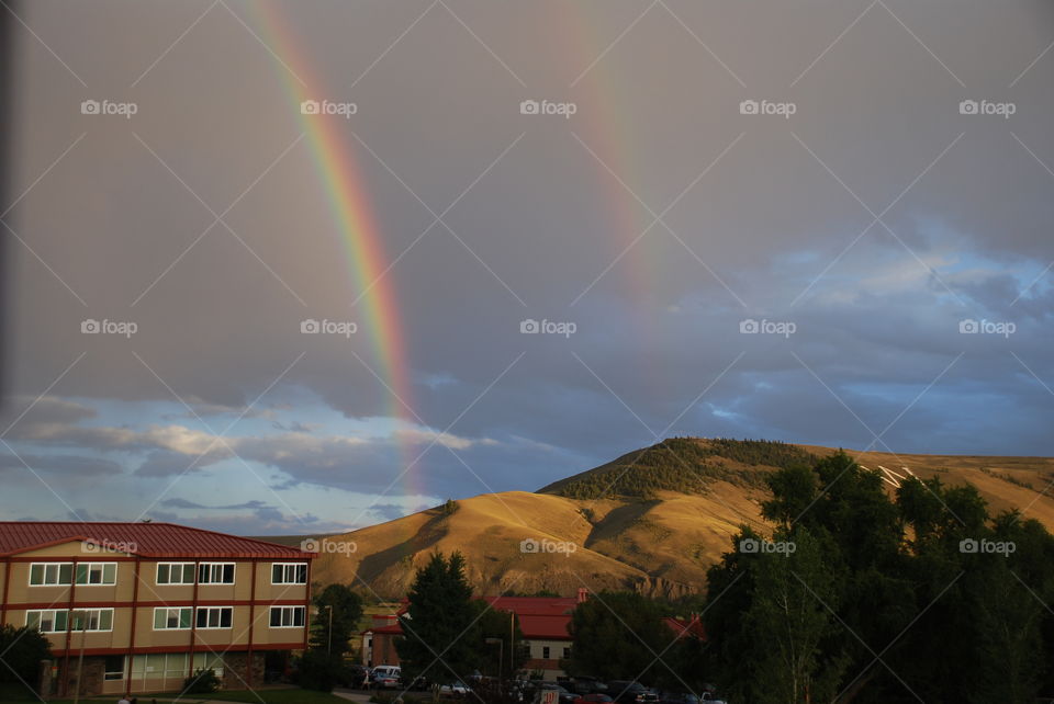 Double rainbow over Western State Colorado University 