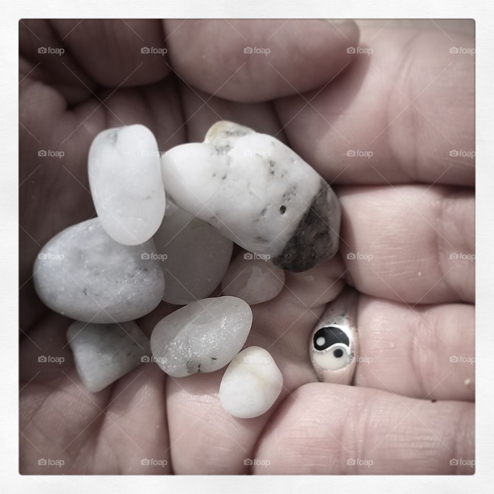 elements & balance. beach rocks, silver yin yang ring,.... San. Clemente beach, CA