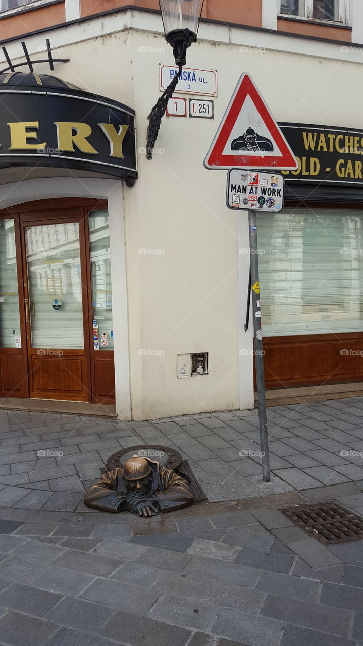 Man At Work Sculpture in Bratislava