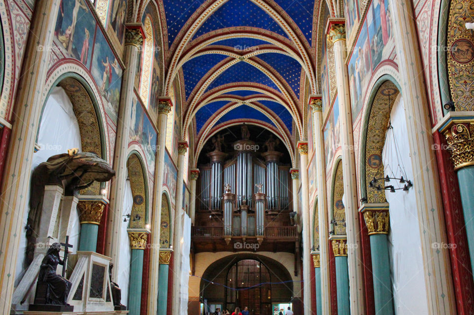 interior of the cathedral in paris