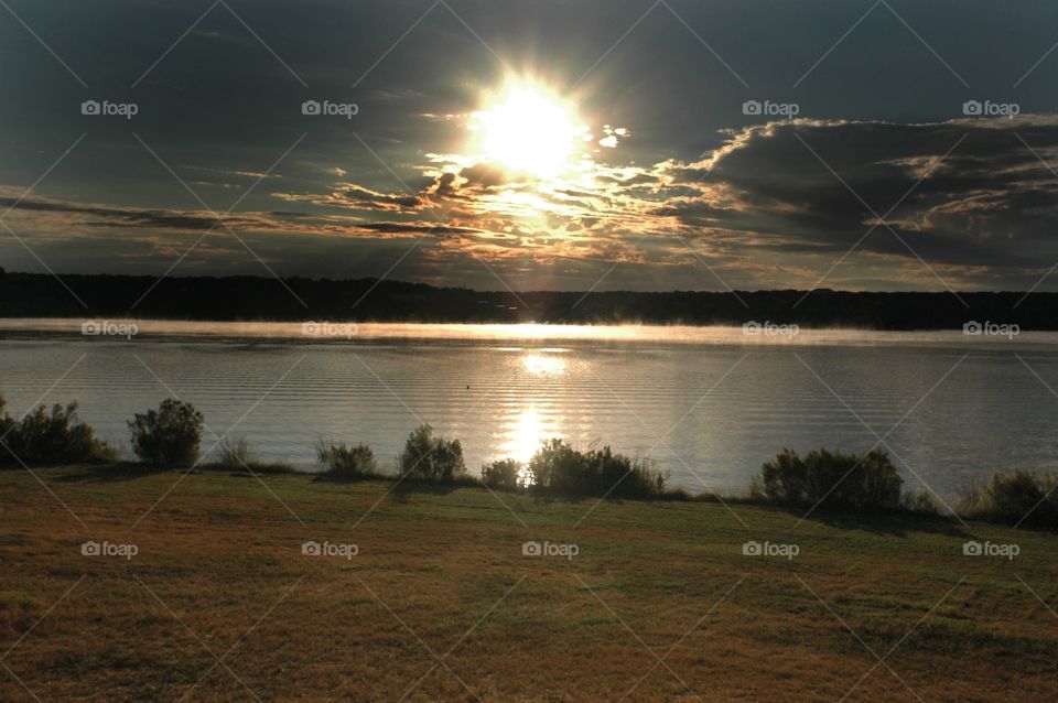 Sunset over lake