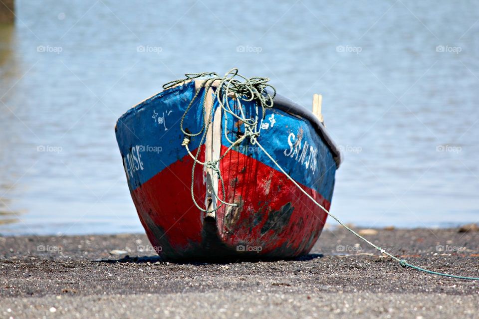 Beached Boat. After a long day of fishing the fisherman of Puerto Sur beach dozen of boats along the sand  