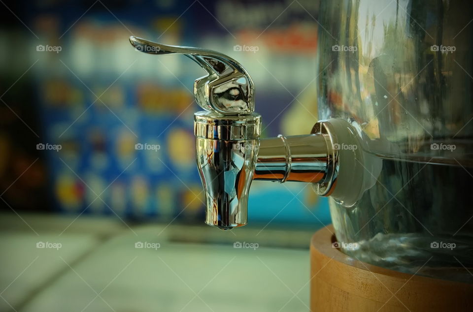 chrome tap on a water fountain