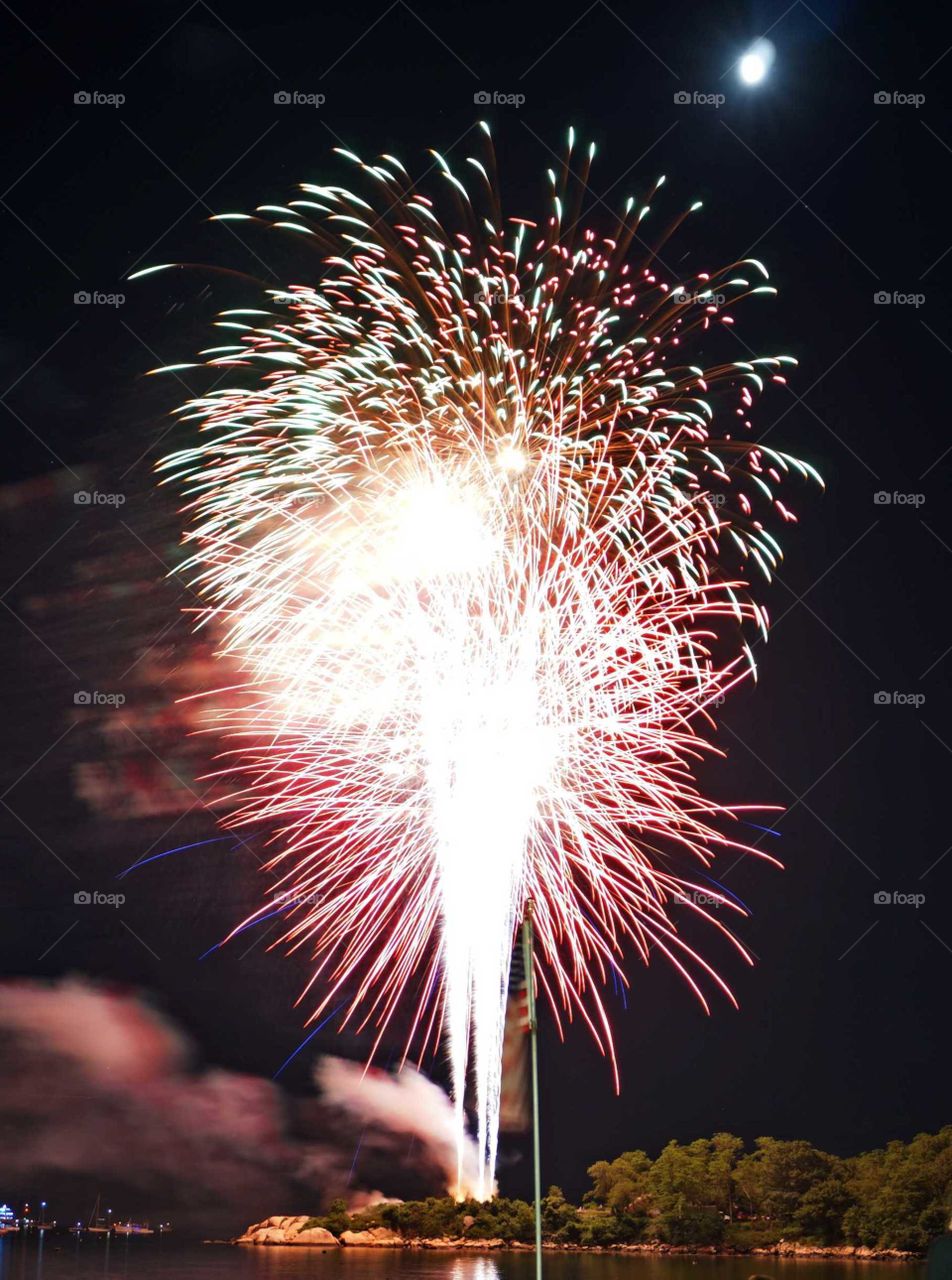 Fireworks with trajectory and launch site