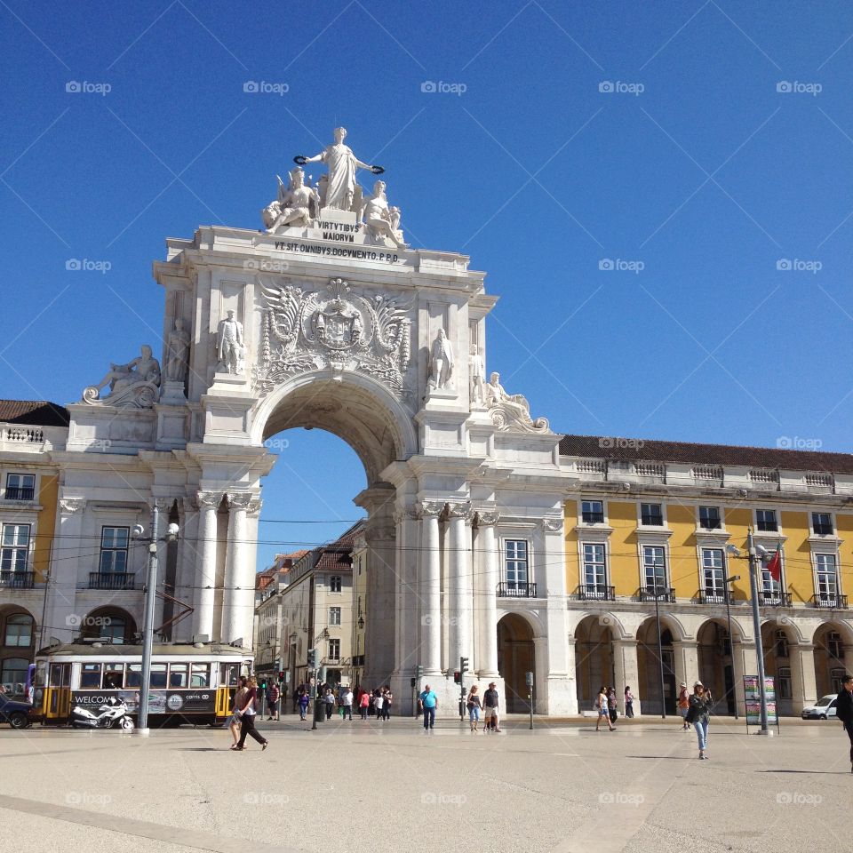 Augusto Arch in Lisbon. Augusto Arch in commerce square in Lisbon