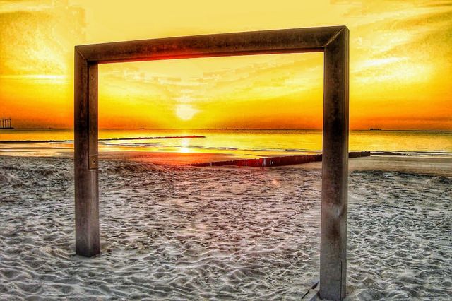 North Sea beach at sunset