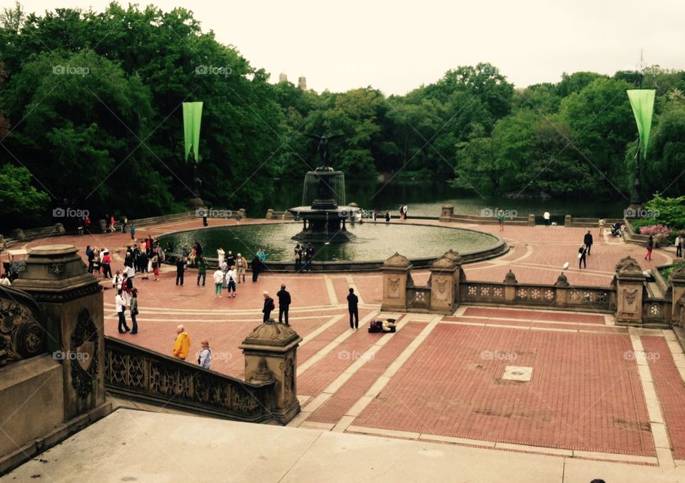 Fountain view from afar