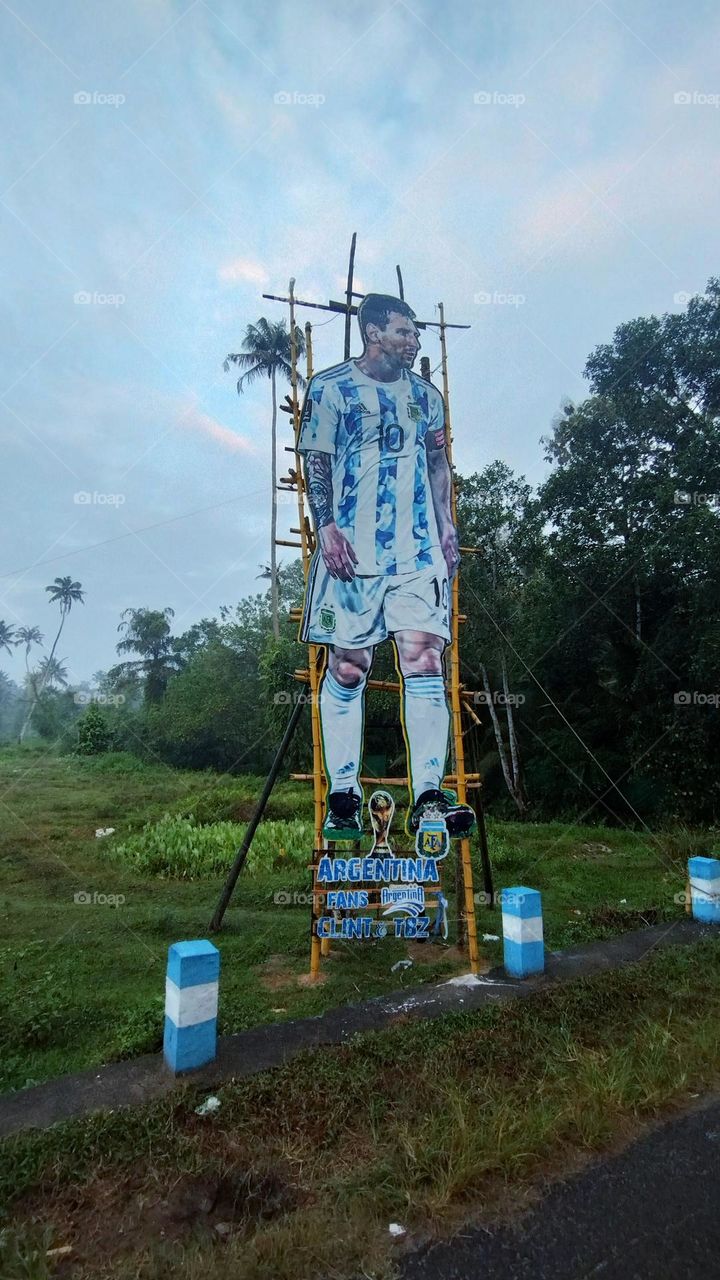 Huge cutouts of Argentina star Lionel Messi