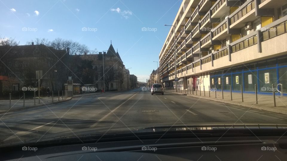 Big street in Gyor Hungary