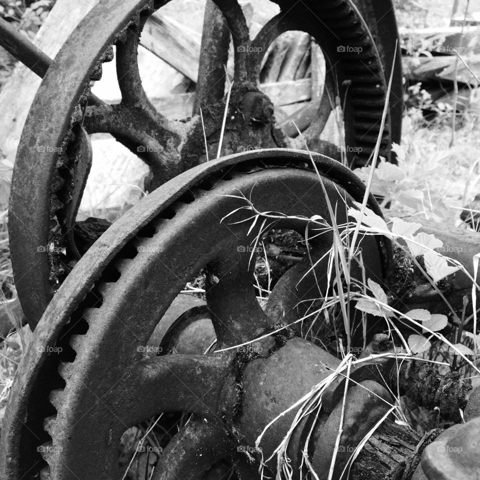 Black & white Old Farm Machinery 