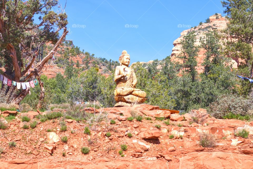 Buddha statue at Amitabha Stupa and Peace Park in Sedona, Arizona