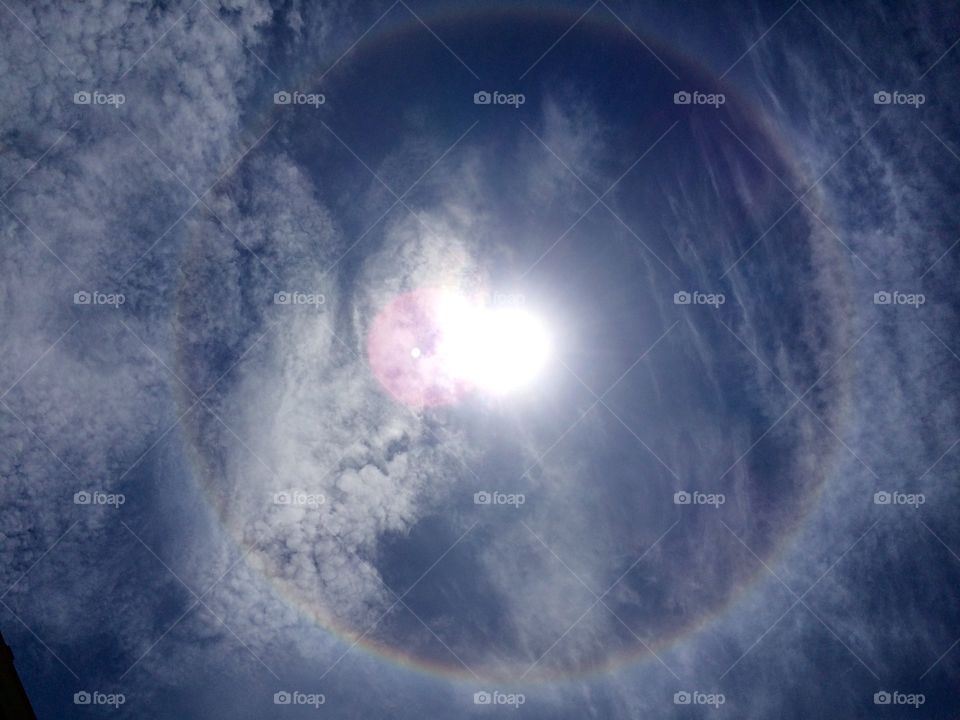 Rainbow sun . Natural phenomenon in Dali China 