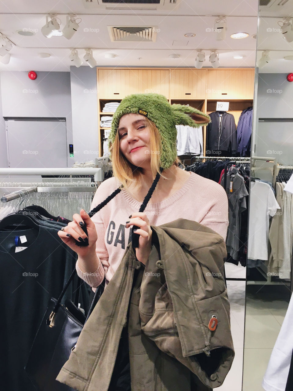 So we were shopping for clothes and she decided to try on some funny fancy hats.
