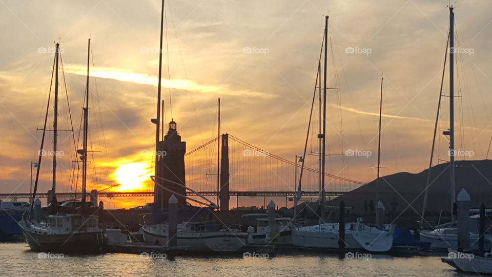 Sunset at harbor