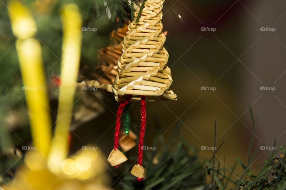 New Year's, straw decoration for the Christmas tree.  Handmade, straw weaving.