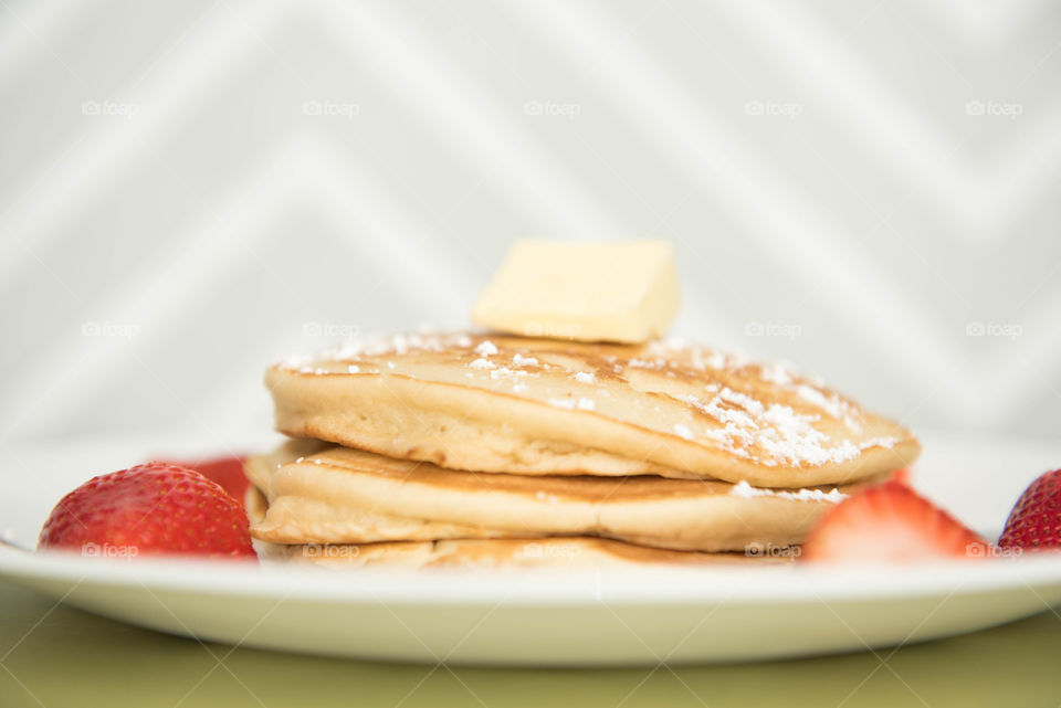 Close-up of a stack of pancakes on a plate