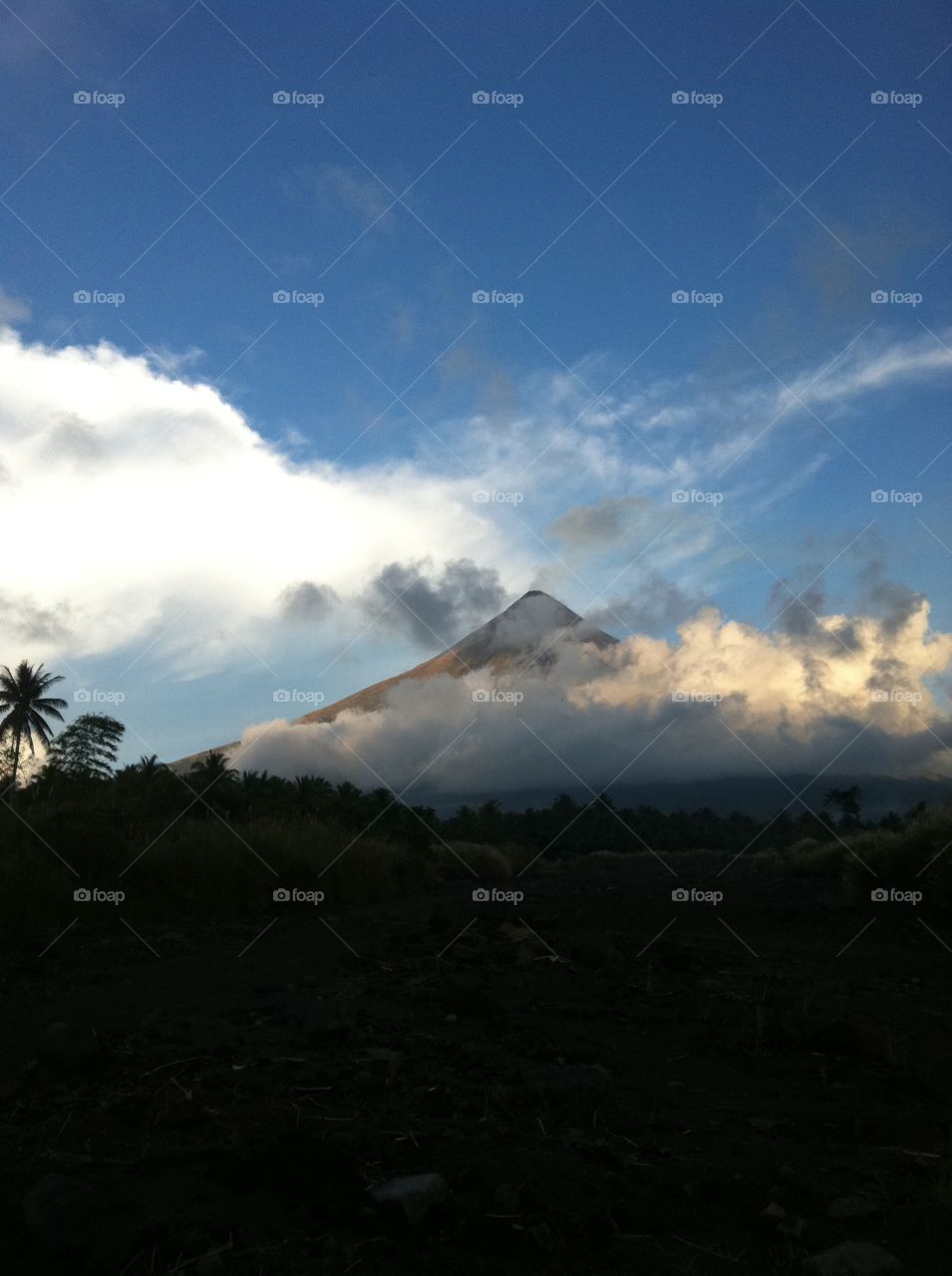 Mayon volcano with cloud friends 