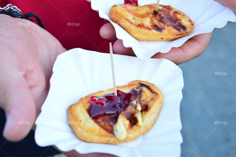 melted cheese with jam